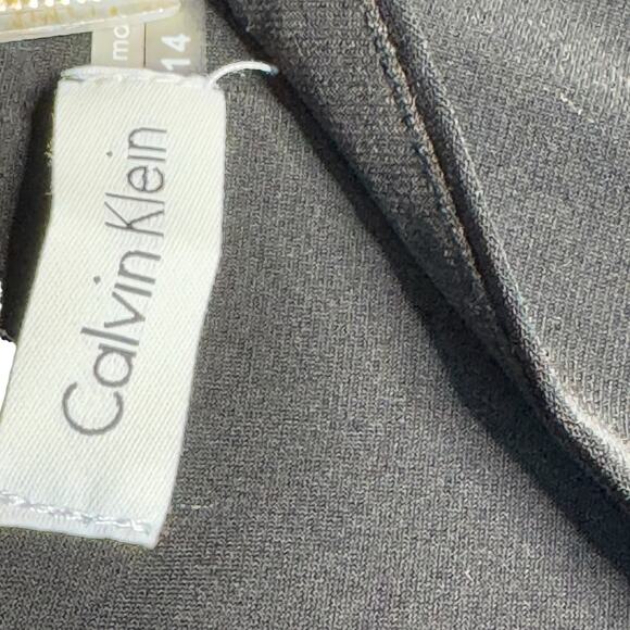 Calvin Klein NWOT Black Jumpsuit Cold Shoulder Wide Leg Pants 14 Split Sleeves - Picture 6 of 12